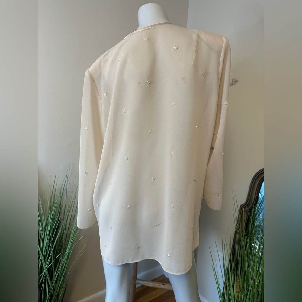 R And M Richards Open Style Jacket-Sizes 12 Elegant Cream Embellished VINTAGE - Picture 2 of 7